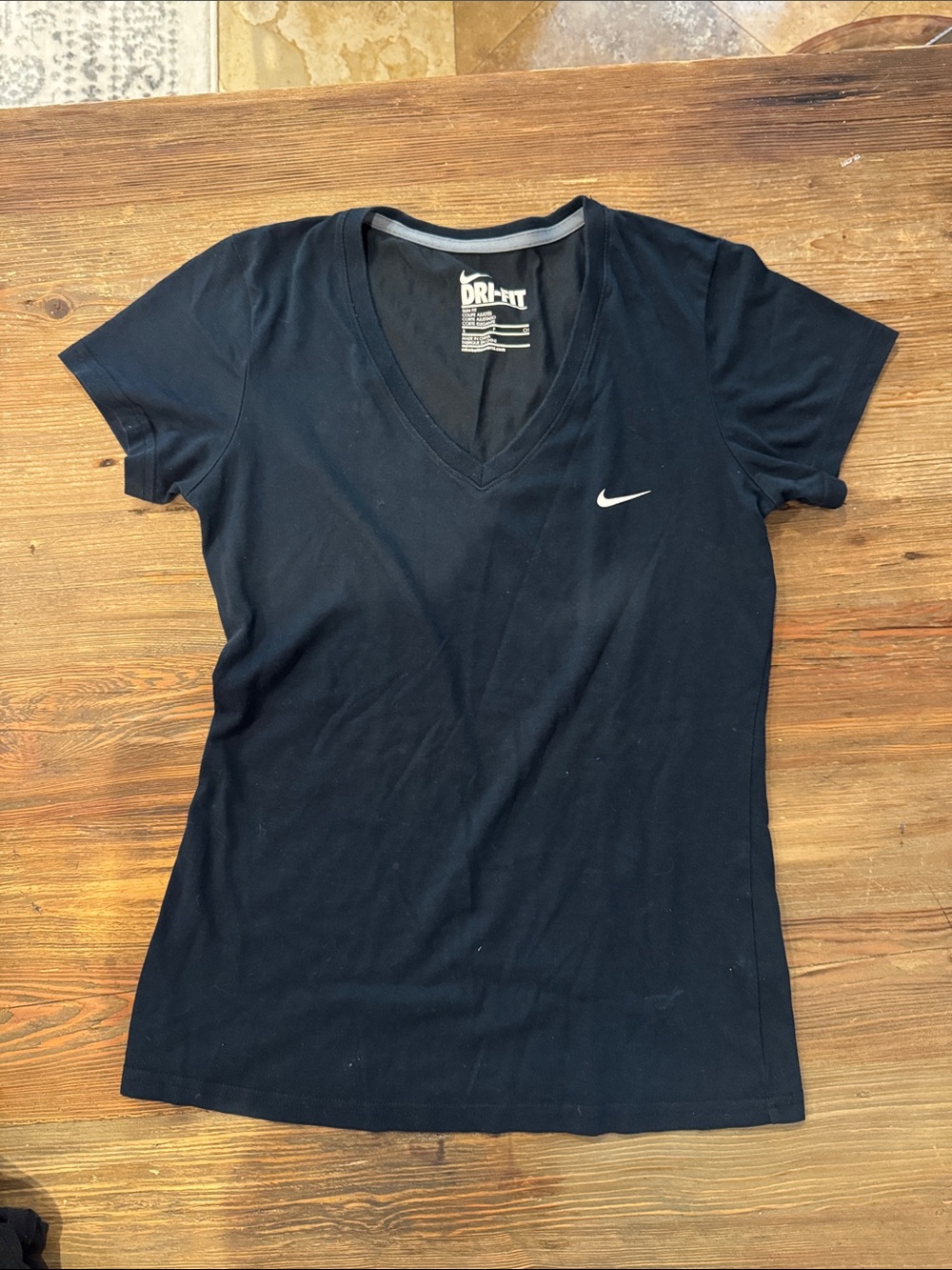 Nike Black V-Neck Dri-FIT Short Sleeve Tee
